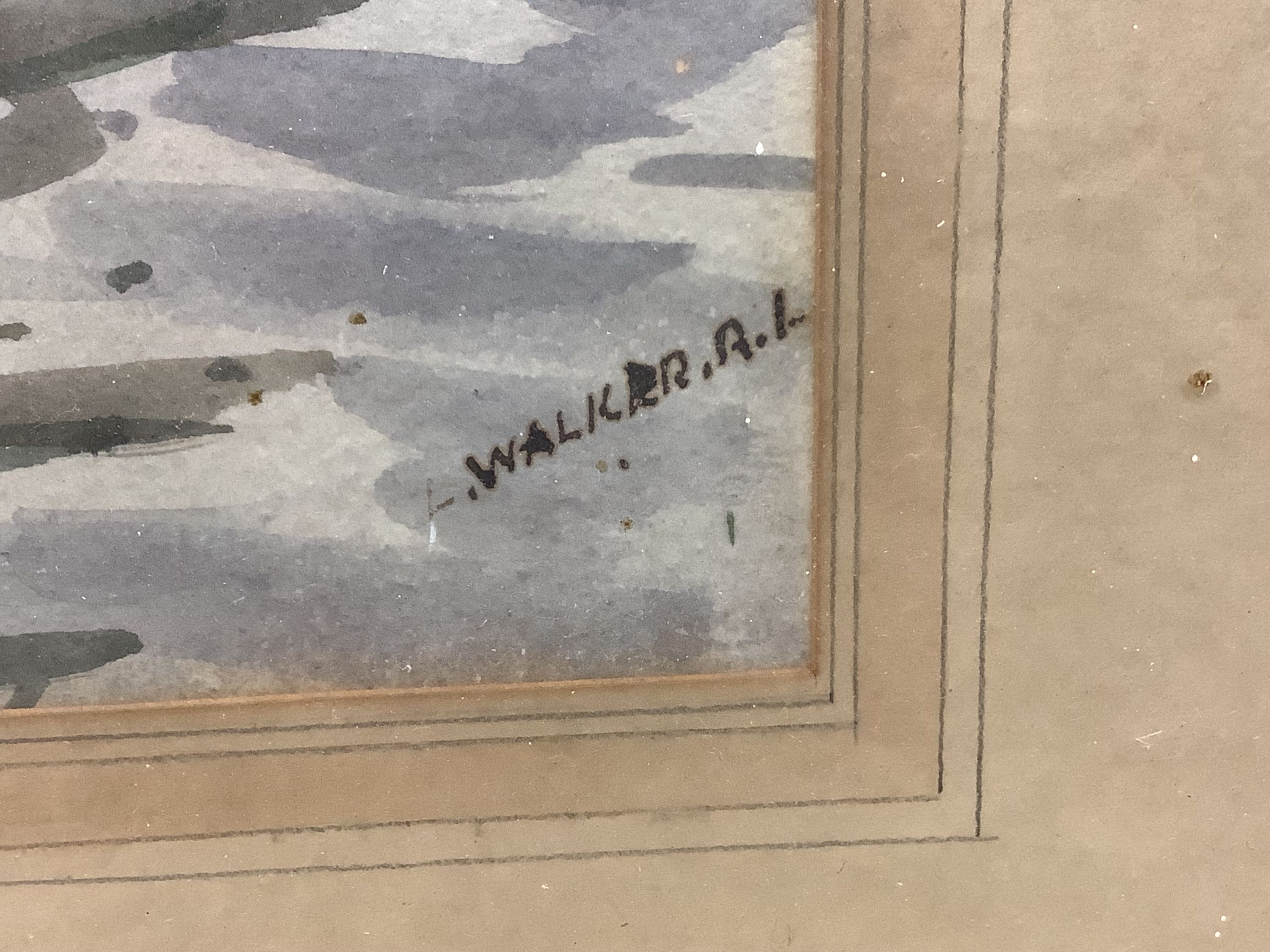 Leonard Walker (1877-1964), watercolour, Boat houses, signed, 27 x